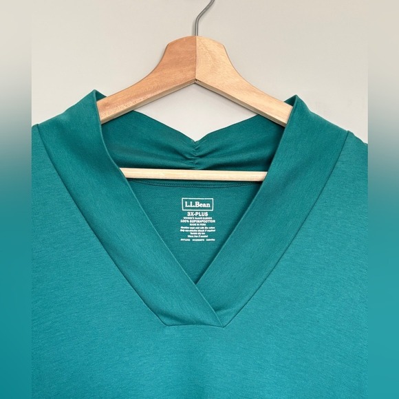 LL Bean Women's Size 3X Pima Cotton Tee Shawl Long Sleeve Teal Business Casual - Picture 8 of 11